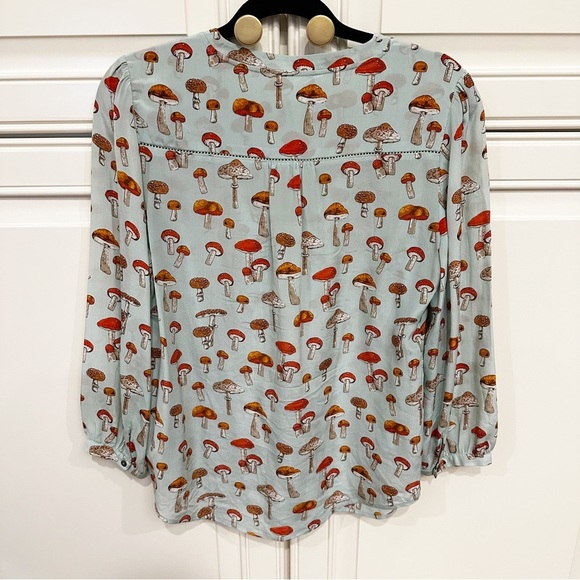 RARE Anthropologie Moulinette Soeurs Toadstool Mushroom Women’s Tie Front Blouse - Picture 12 of 14